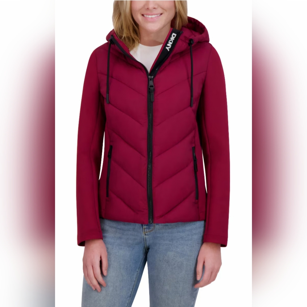 NEW! DKNY Red Light Weight Puffer Coat Size S